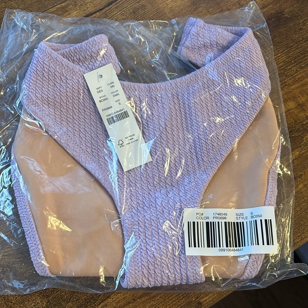 J Crew lilac purple textured cheeky bottoms high rise size SM new - Picture 3 of 5